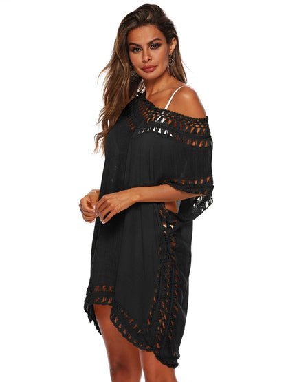 Cutout V-Neck Short Sleeve Cover-Up