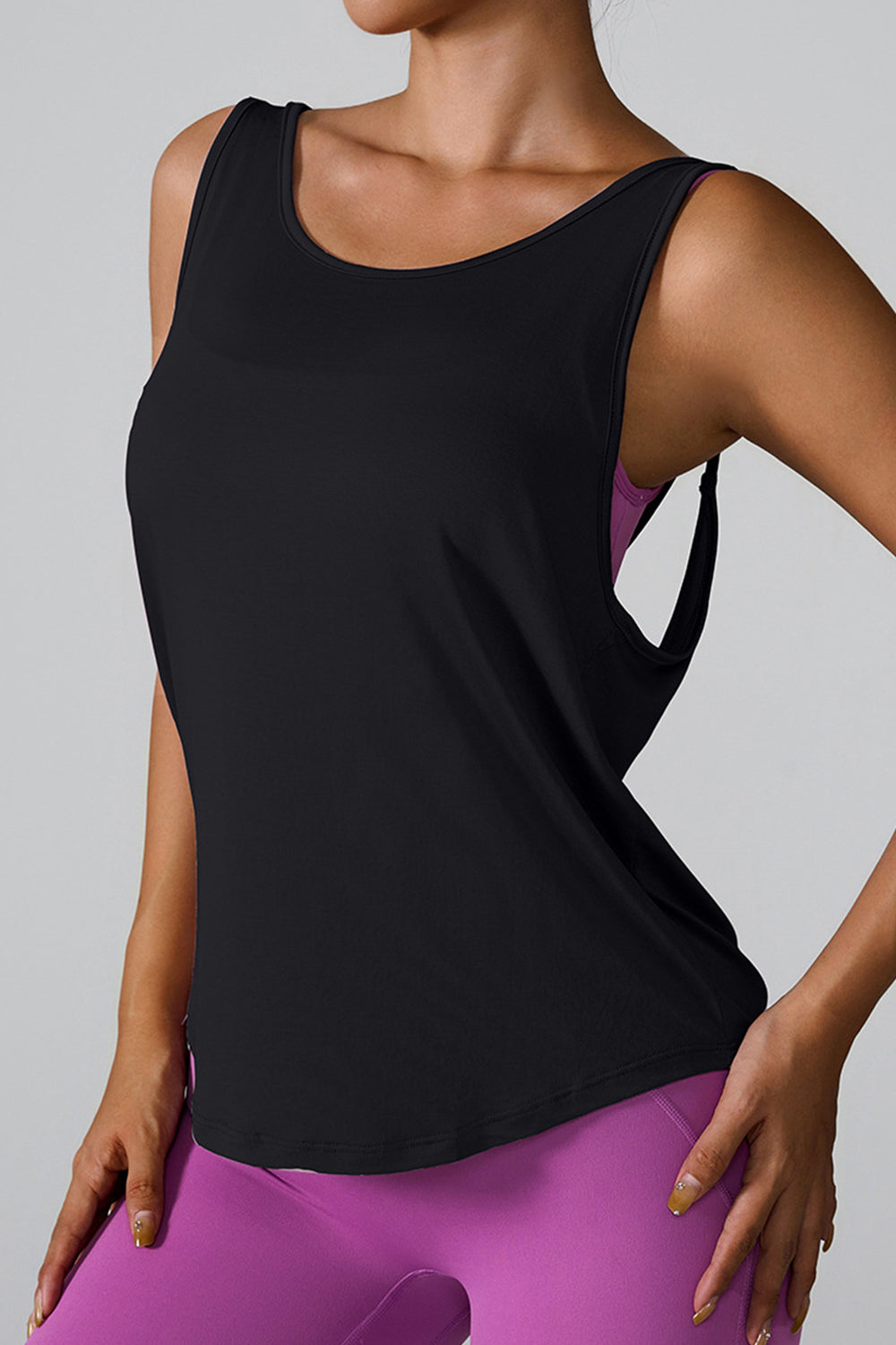 Crisscross Round Neck Active Tank