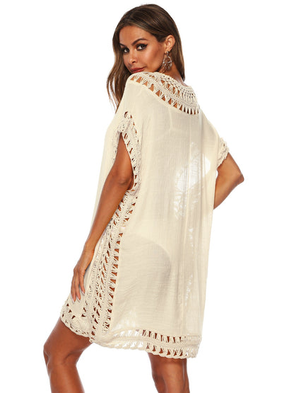 Cutout V-Neck Short Sleeve Cover-Up