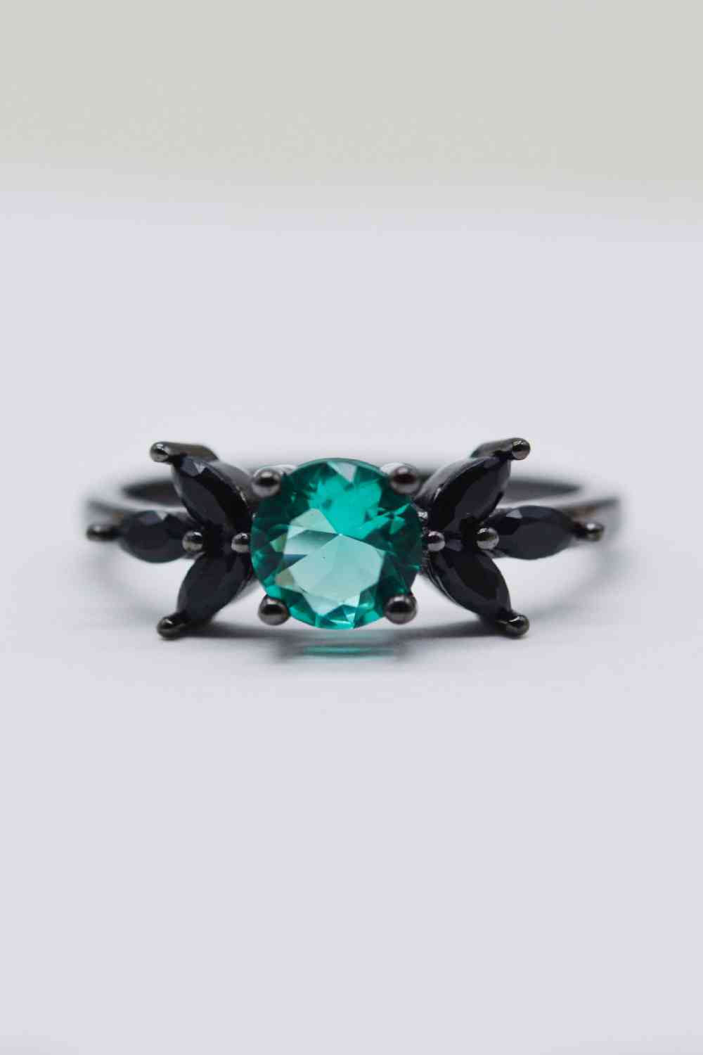 Paraiba Blue Zircon Leaf Ring