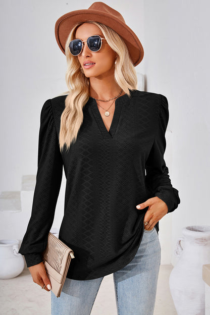 Notched Long Sleeve T-Shirt