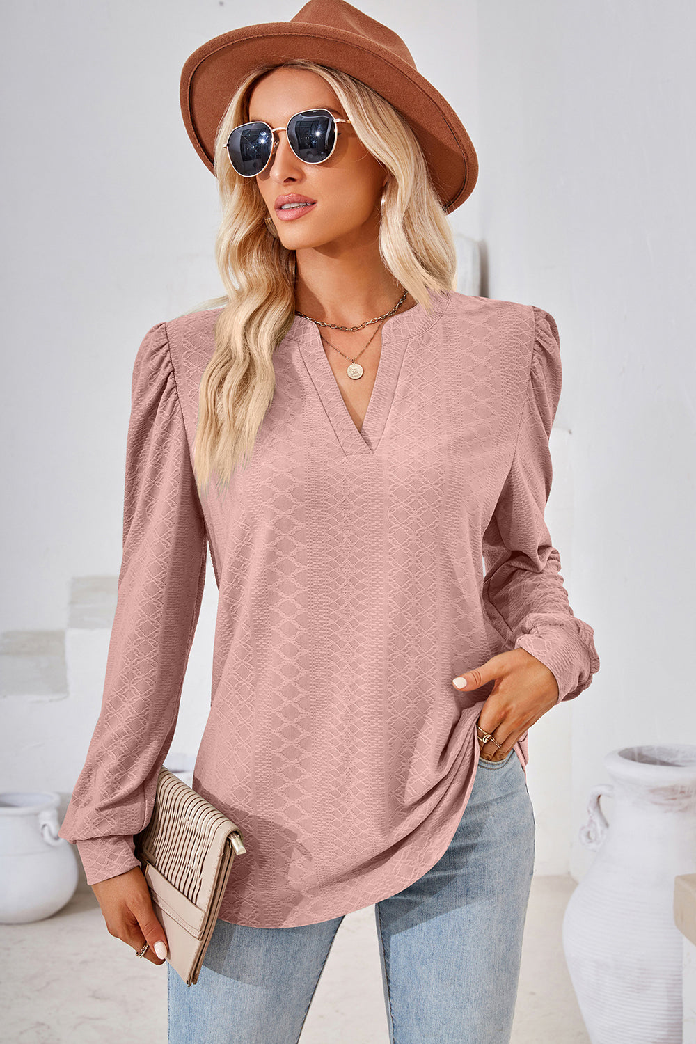 Notched Long Sleeve T-Shirt