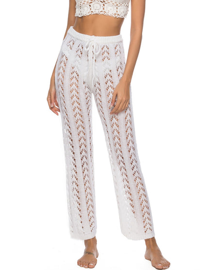 Cutout Drawstring High Waist Swim Pants