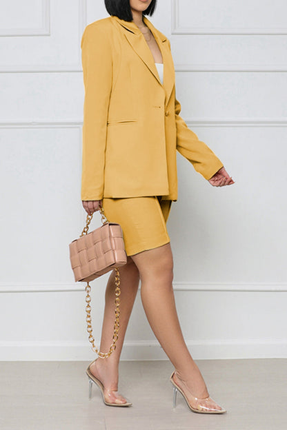 Long Sleeve Blazer and Shorts Set