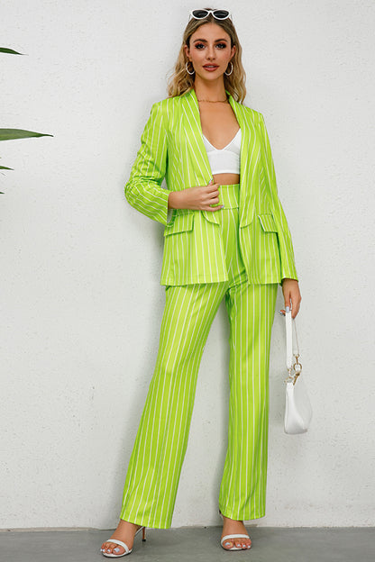 Striped Long Sleeve Top and Pants Set